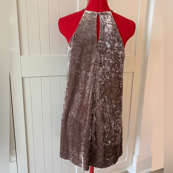 Design Lab Halter Dress, Crushed Velvet, A-line Style, Champagne Colour, (US S) - Picture 5 of 9